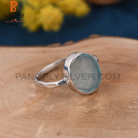 Blue Gemstone Rough Chalcedony Rings