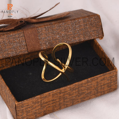 Cross Stacking Gold Plated Starling Silver Rings