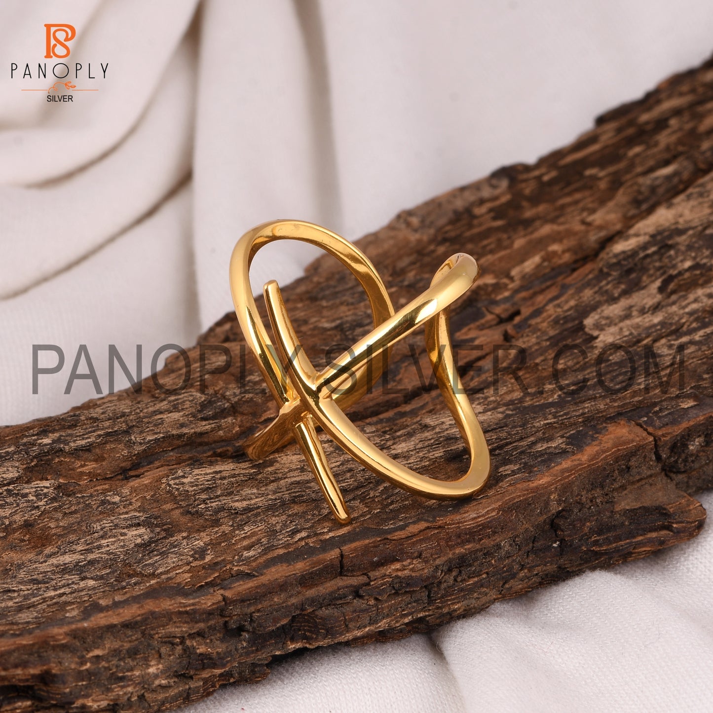 Cross Stacking Gold Plated Starling Silver Rings