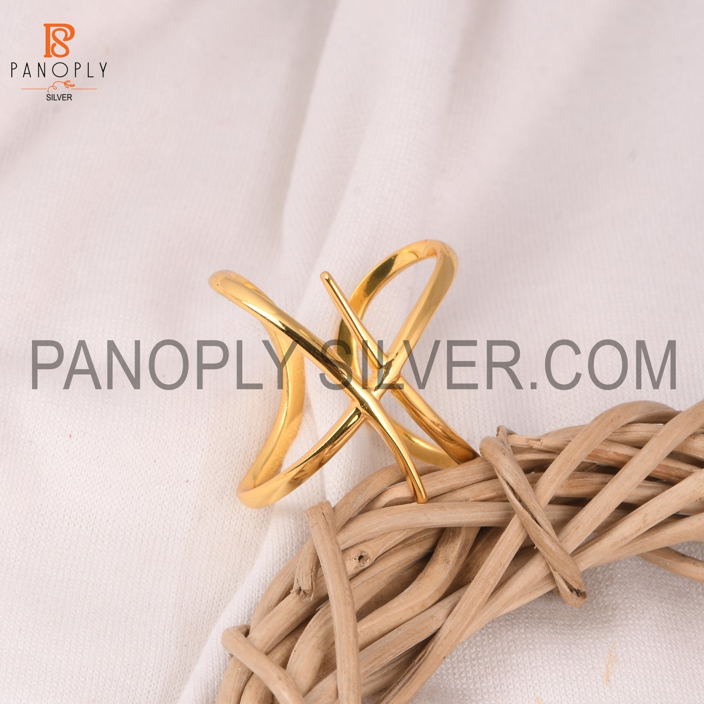 Cross Stacking Gold Plated Starling Silver Rings