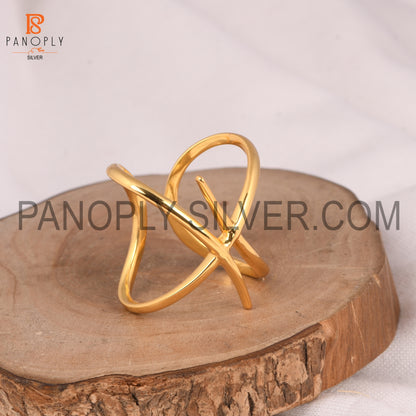 Cross Stacking Gold Plated Starling Silver Rings