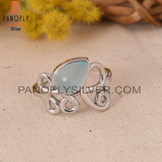 Aqua Chalcedony Filigree Rings