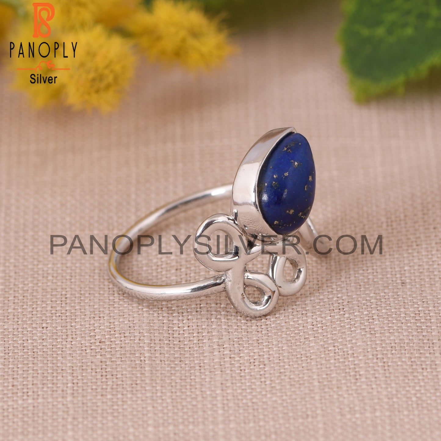 Bezel Set Lapis Gem 925 Sterling Silver Fiigree Rings