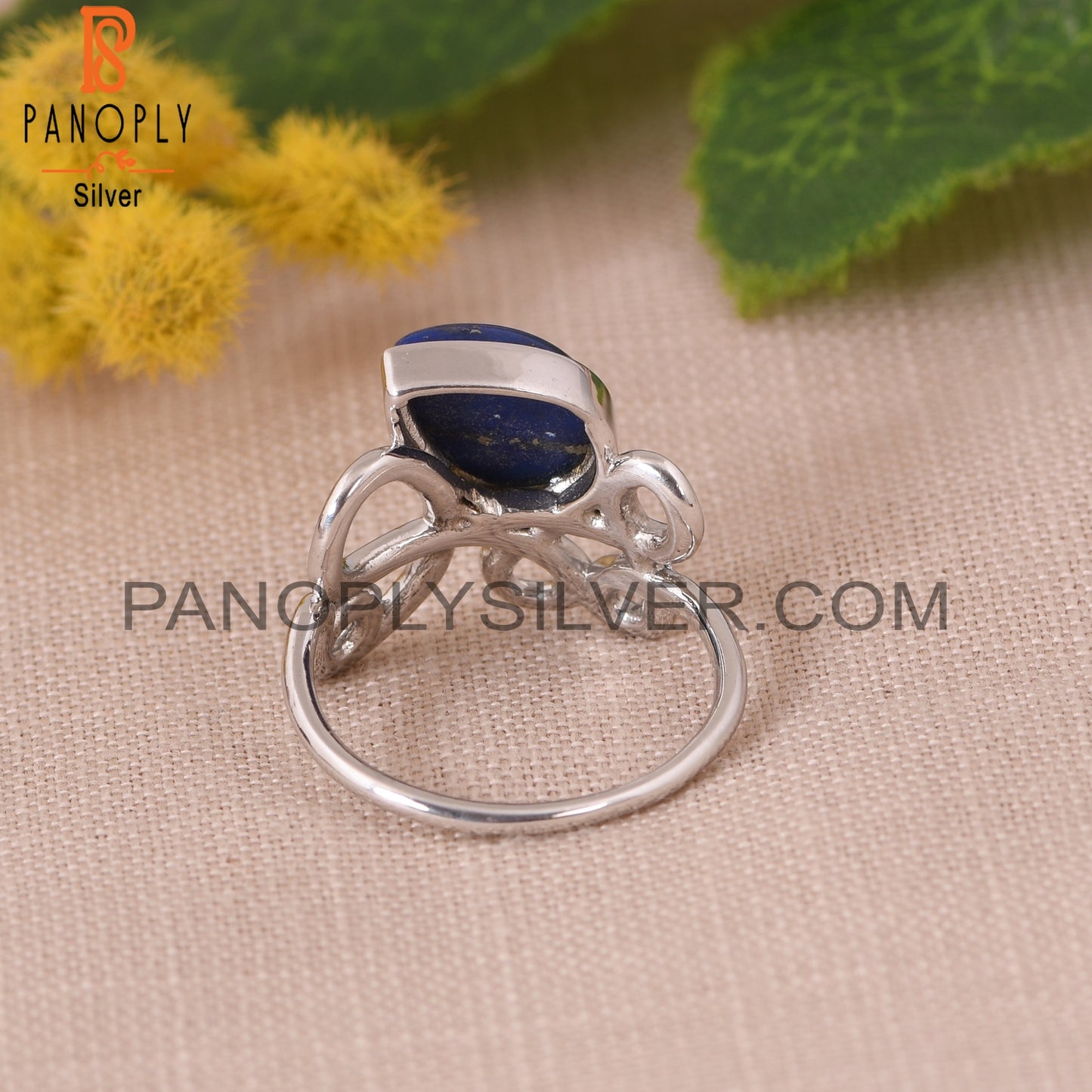 Bezel Set Lapis Gem 925 Sterling Silver Fiigree Rings