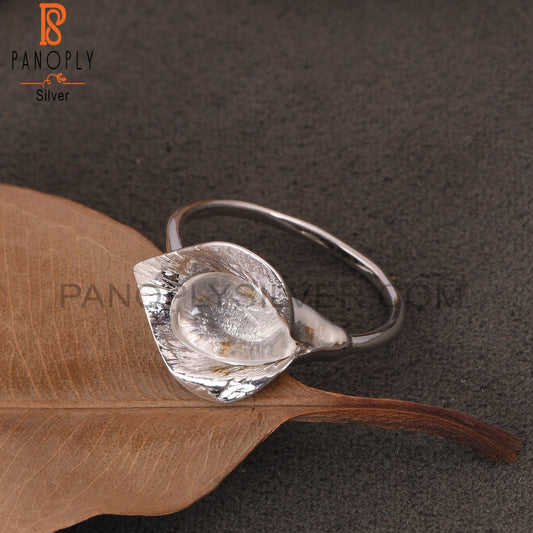 Crystal Quartz 925 Silver Floral Women Ring For Wedding