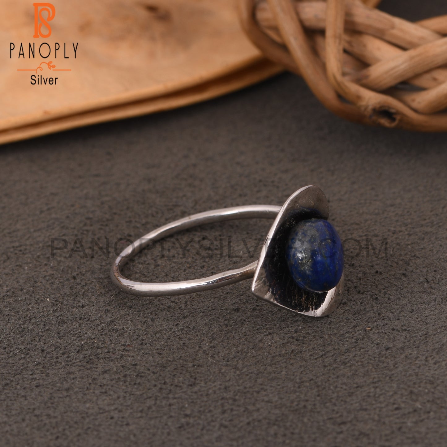 Lapis Lazuli 925 Sterlng Silver Flower Blue Stone Ring