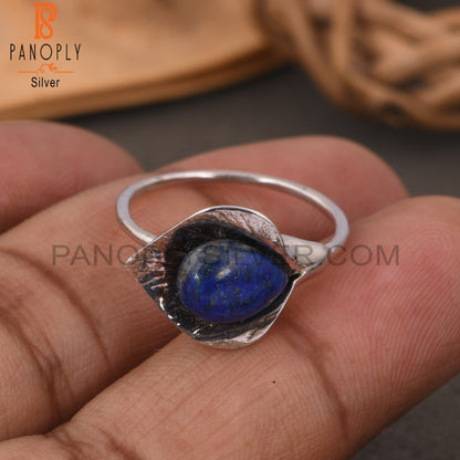 Lapis Lazuli 925 Sterlng Silver Flower Blue Stone Ring