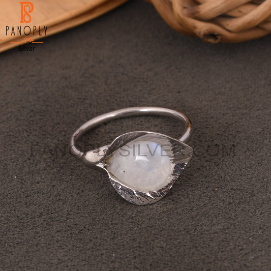 925 Silver Raibow Moonstone Floral Designer Ring