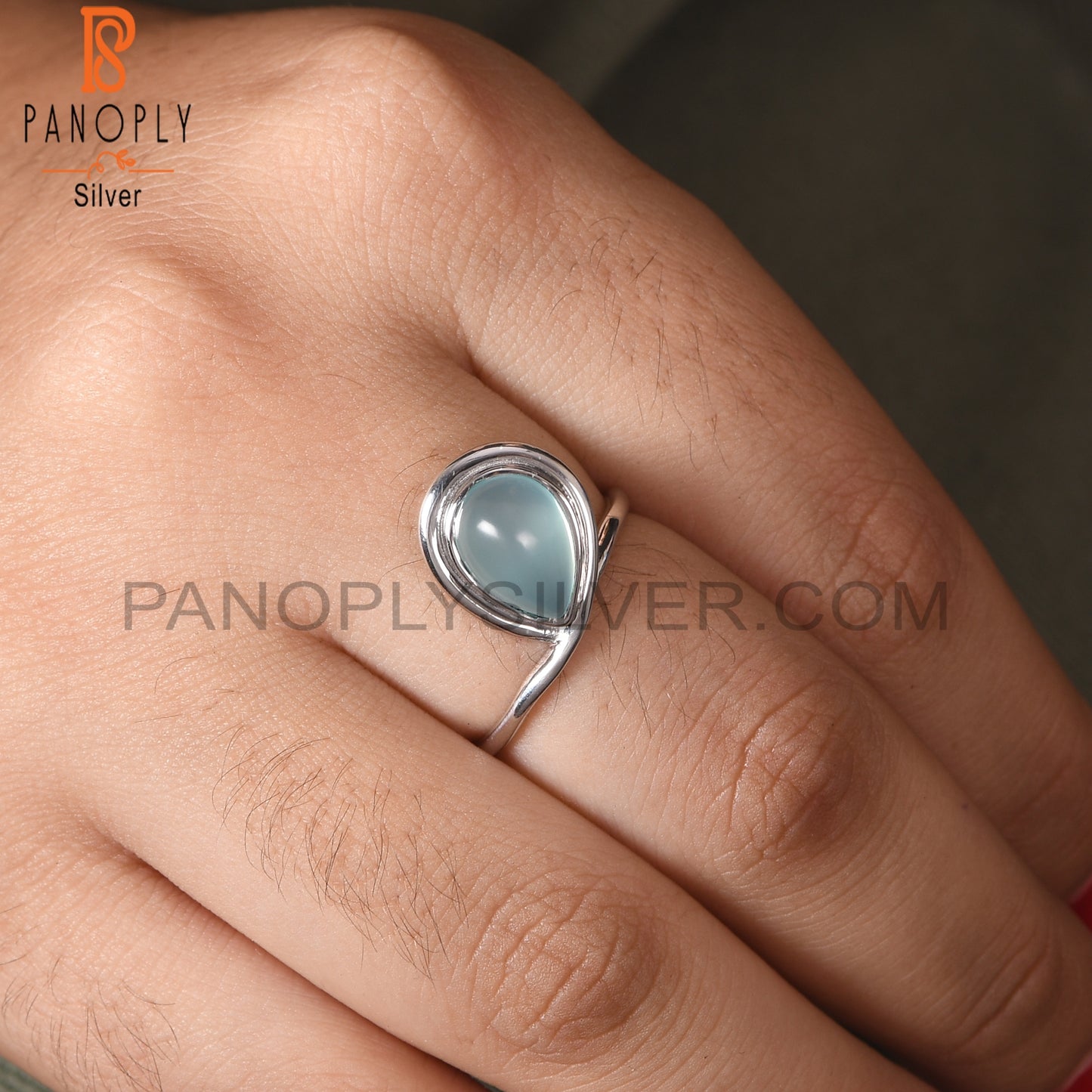 Designer 925 Sterling Silver Aqua Chalcedony Girls Ring