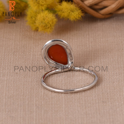 Red Onyx Gemstone 925 Sterling Silver Pear Ring