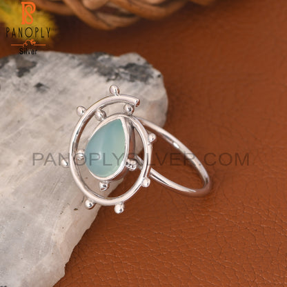 Aqua Chalcedony 925 Sterling Silver Hurricane Ring