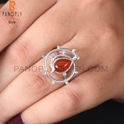 Red Onyx Gemstone 925 Stamp Hurricane Ring