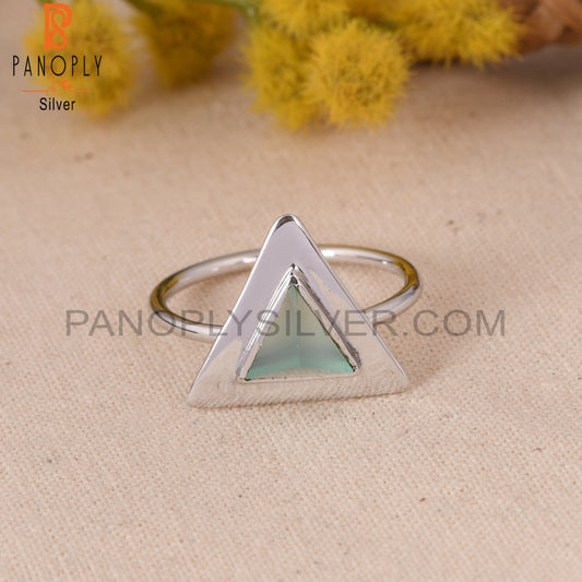 Triangle Shape 925 Sterling Silver Aqua Chalcedony Ring