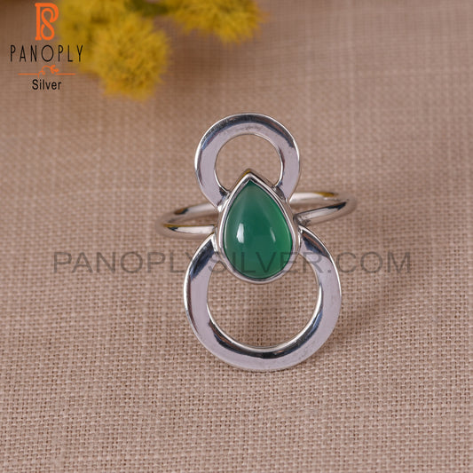 925 Sterling Silver Green Onyx Unique Cocktail Rings