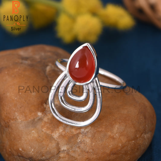 Red Onyx Gemstone 925 Silver Custom Ring Jewelry