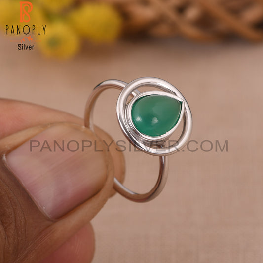 925 Sterling Silver Green Onyx Gem Ring SilverJewelry