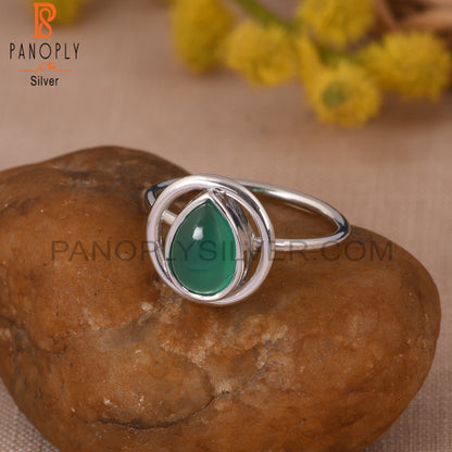 925 Sterling Silver Green Onyx Gem Ring SilverJewelry