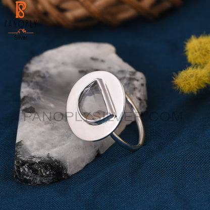 D Shape 925 Sterling Silver Crystal Quartz Rings