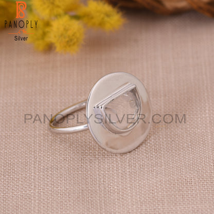 D Shape 925 Sterling Silver Crystal Quartz Rings