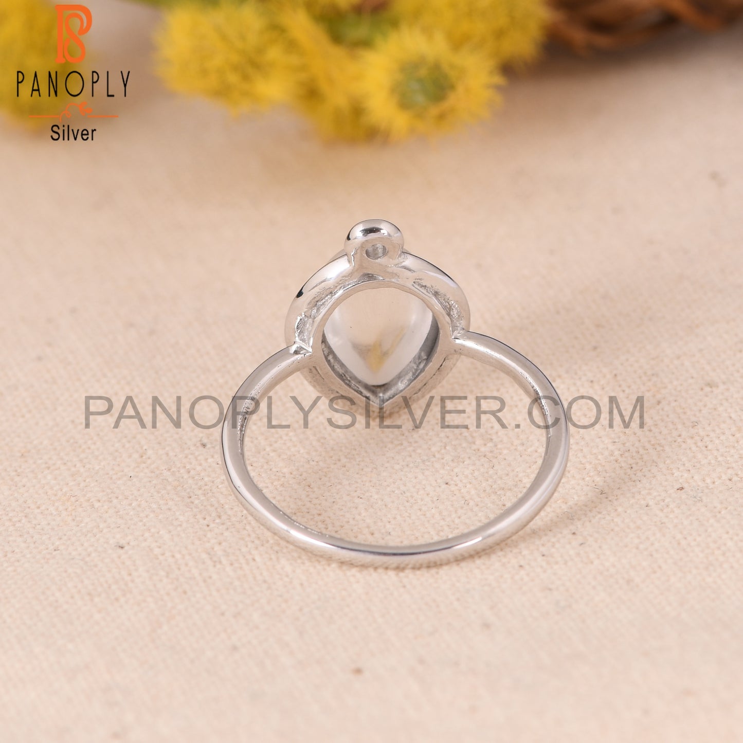 925 Crystal Quartz Gemstone Pear Rings Stackable Rings