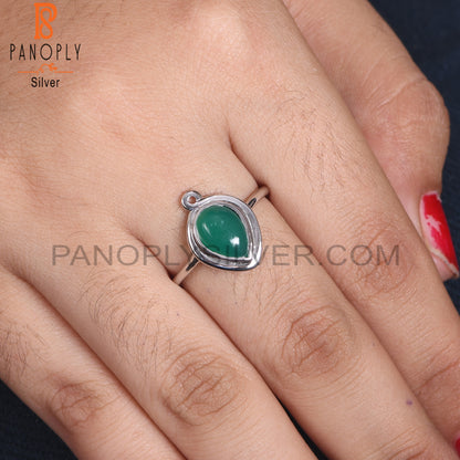 Green Onyx Stone 925 Sterling Silver Pear Designer Rings