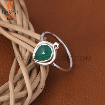 Green Onyx Stone 925 Sterling Silver Pear Designer Rings