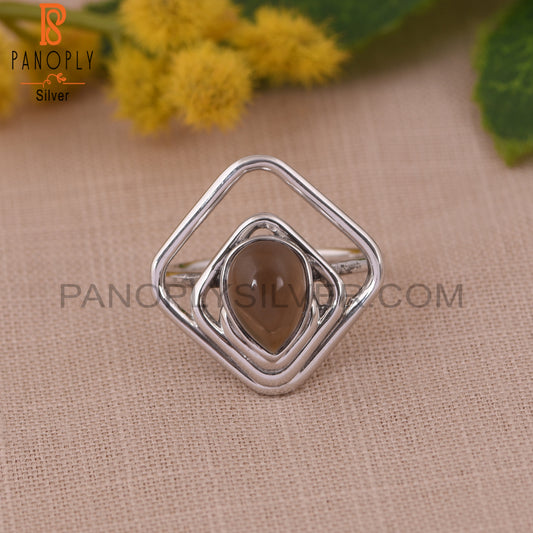 Smoky 925 Silver Gemstone Women Vintage Rings