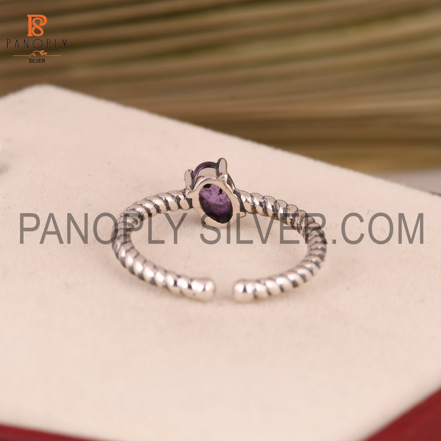 Genuine Amethyst Adjustable Rope Band Ring Gift For She