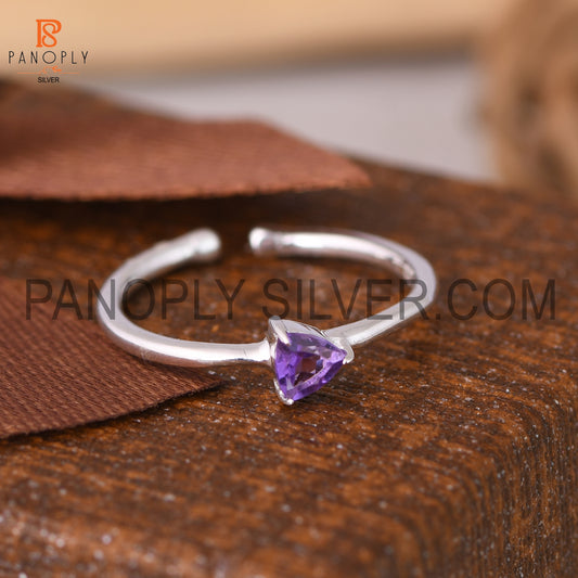 Adjustable 925 Silver Amethyst Birthstone Rings For Women