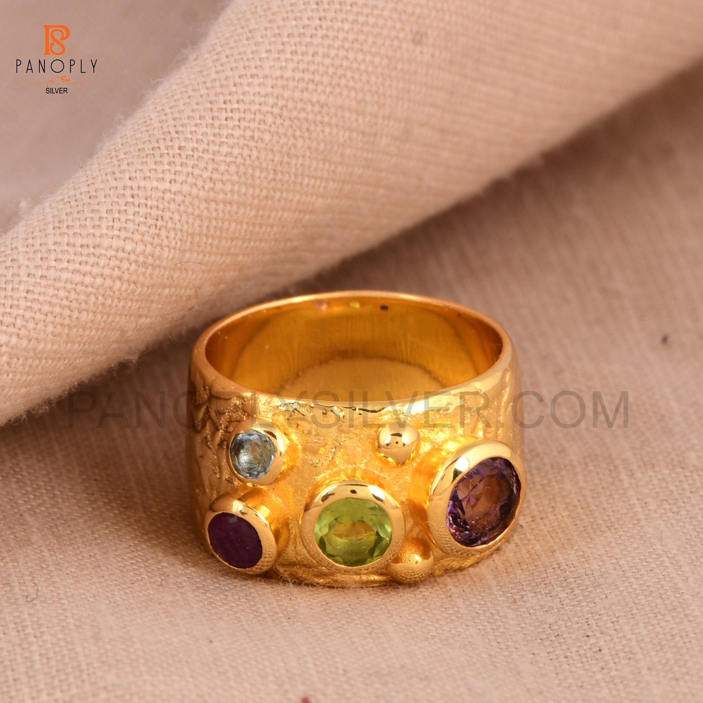 925 Silver Gold Plated Dome Band Ring For Women & Men