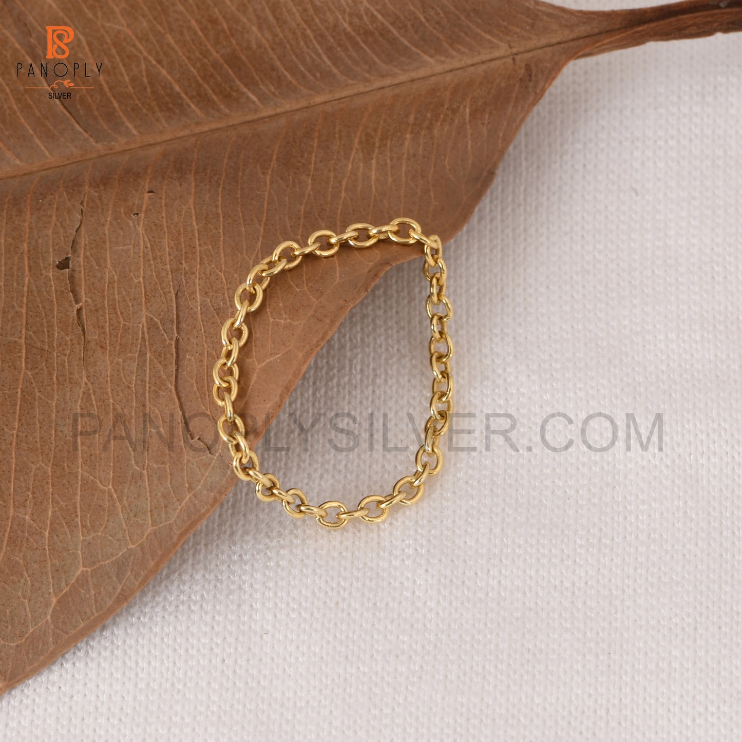 Dainty Chain Ring in 925 Sterling Silver Stackable Gold Ring