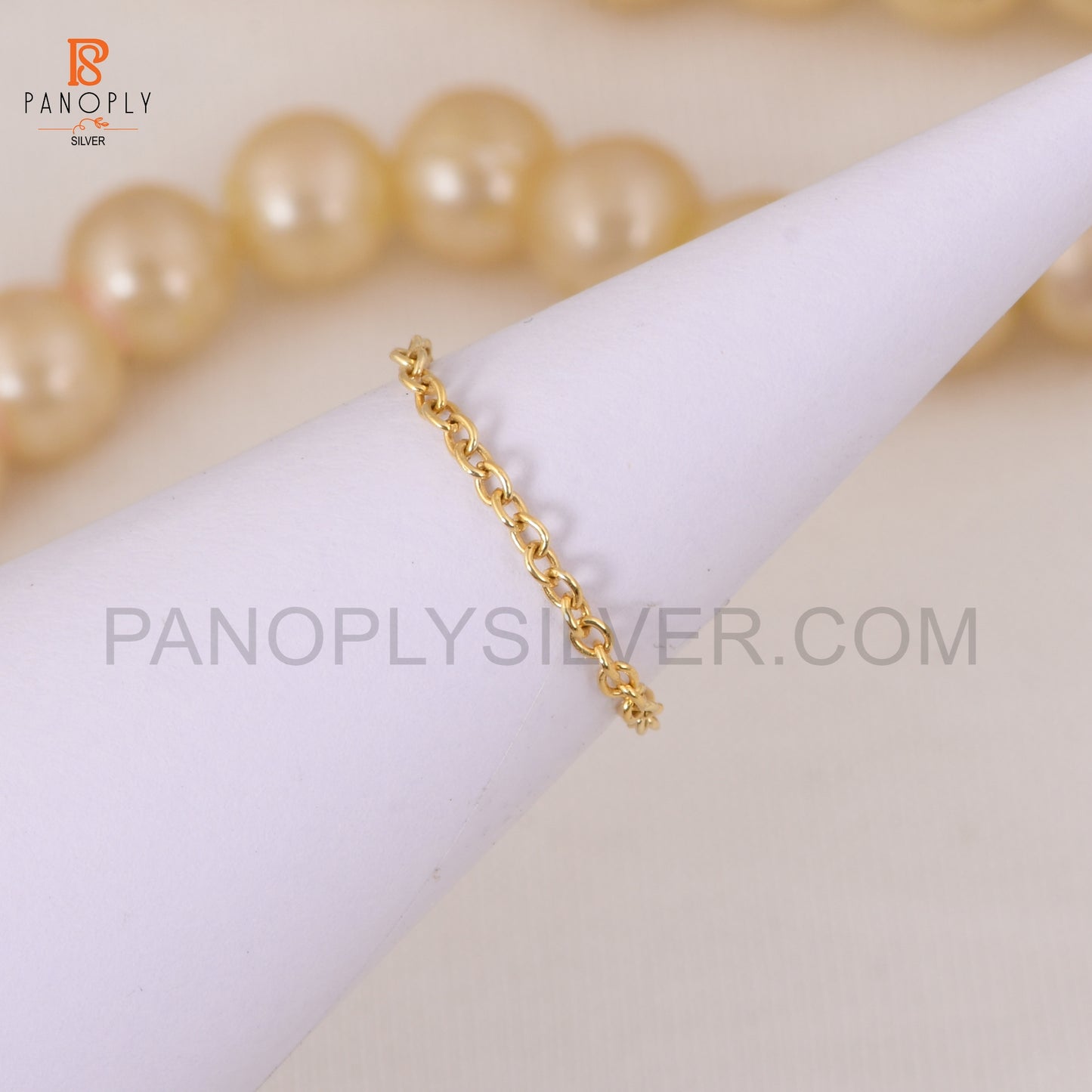 Dainty Chain Ring in 925 Sterling Silver Stackable Gold Ring