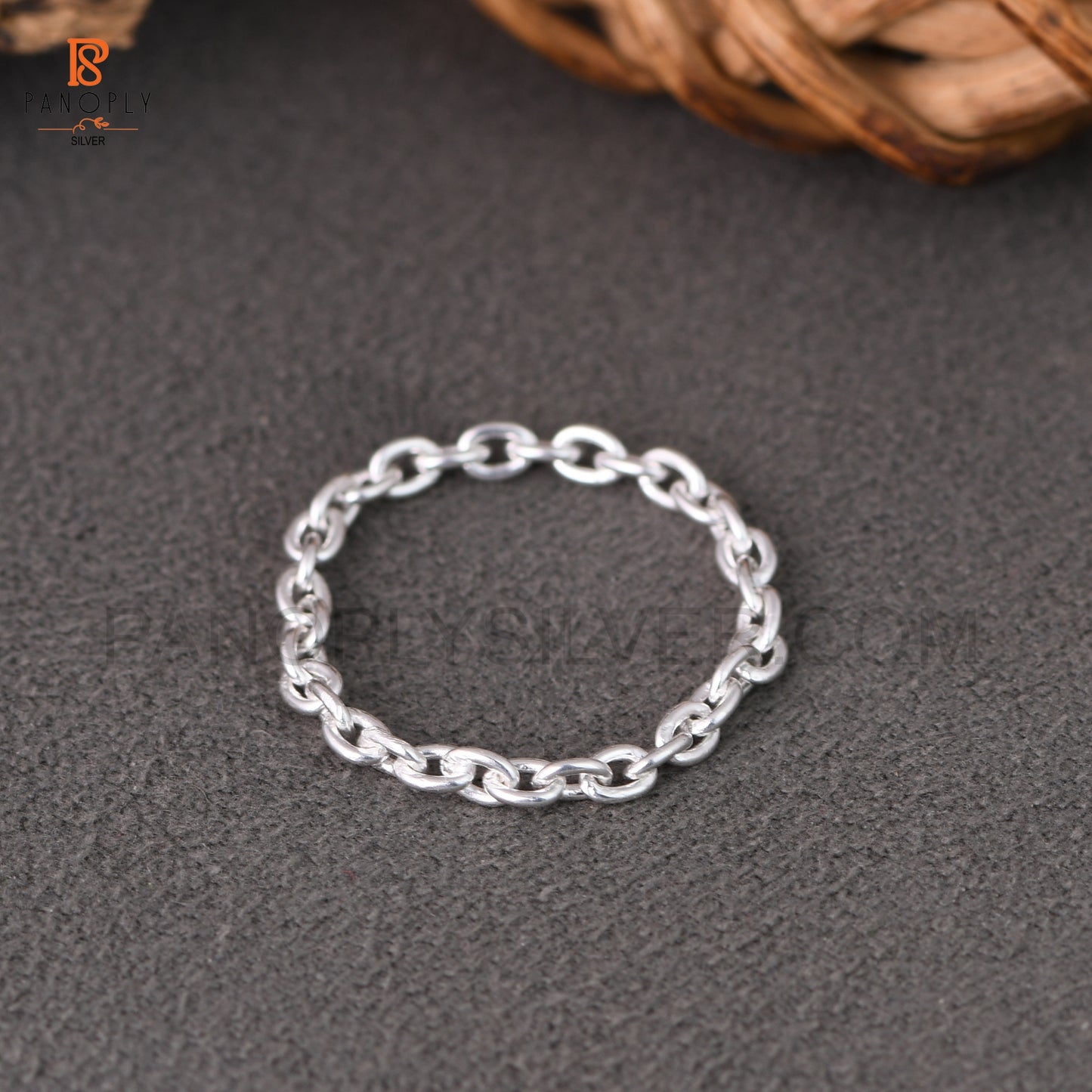 Dainty Chain Ring in 925 Sterling Silver Delicate Stackable Ring