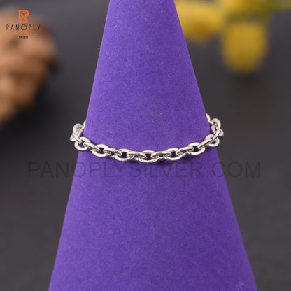 Dainty Chain Ring in 925 Sterling Silver Delicate Stackable Ring