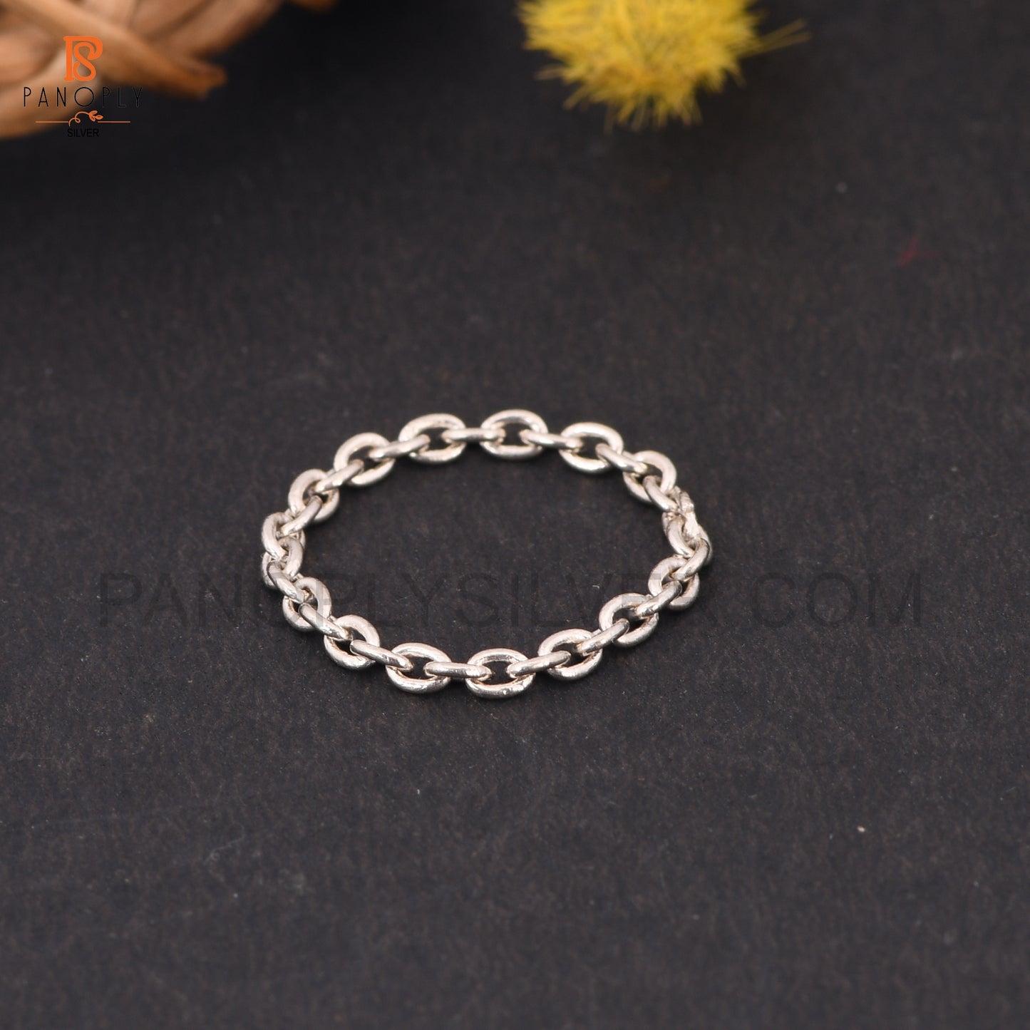 Dainty Chain Ring in 925 Sterling Silver Delicate Stackable Ring