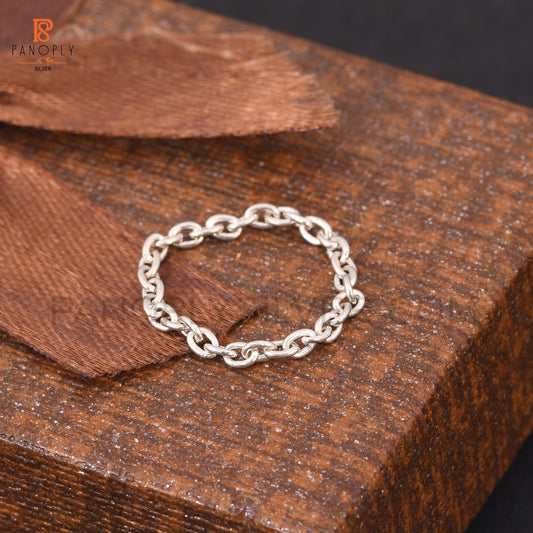 Dainty Chain Ring in 925 Sterling Silver Delicate Stackable Ring