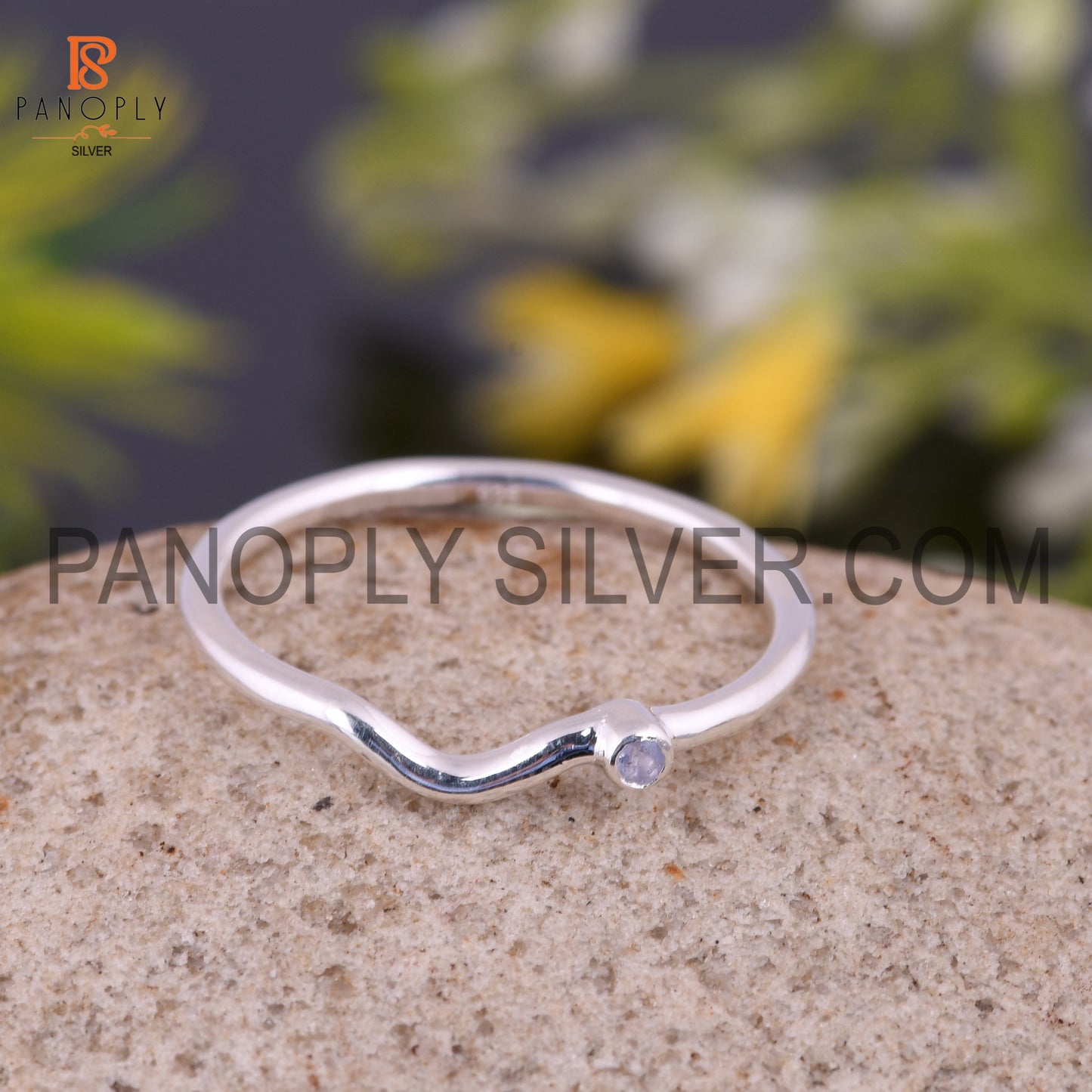 Tanzanite Bezel Set 925 Silver Chevron Rings