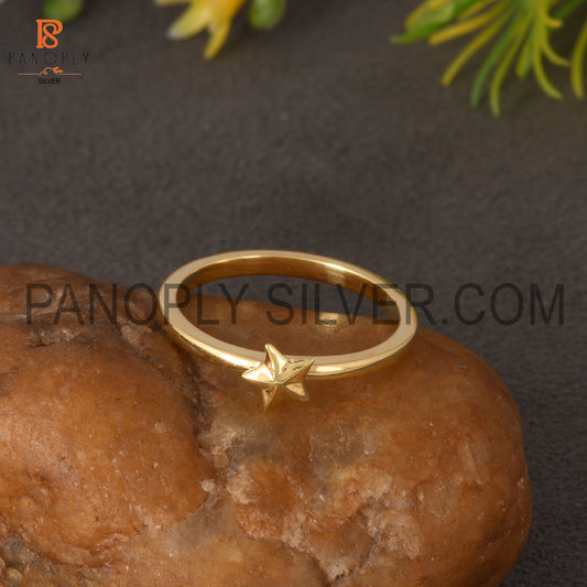 925 Silver 0.5 Mic 18K Gold Plated Star Ring