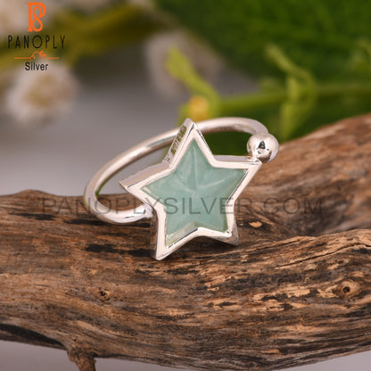 Amazonite Star 925 Sterling Silver Ring For Women