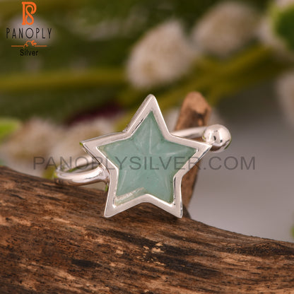 Amazonite Star 925 Sterling Silver Ring For Women