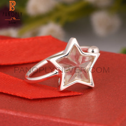 Green Amethyst Star 925 Sterling Silver Ring