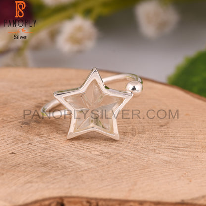 Green Amethyst Star 925 Sterling Silver Ring