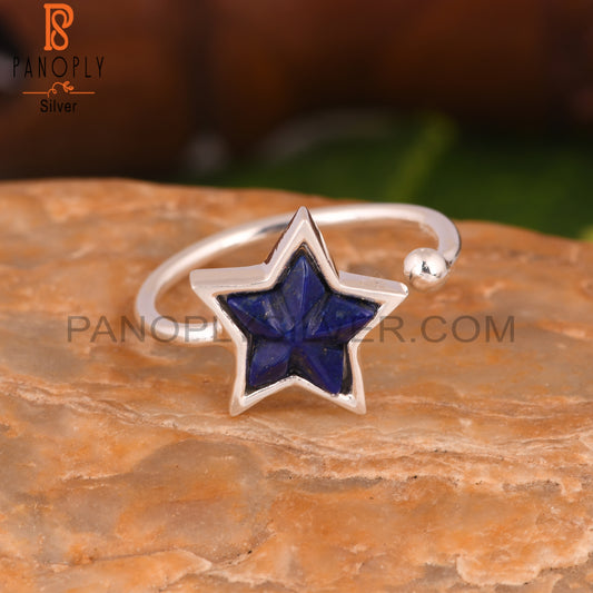 Lapis Lazuli Star 925 Sterling Silver Adjustable Ring