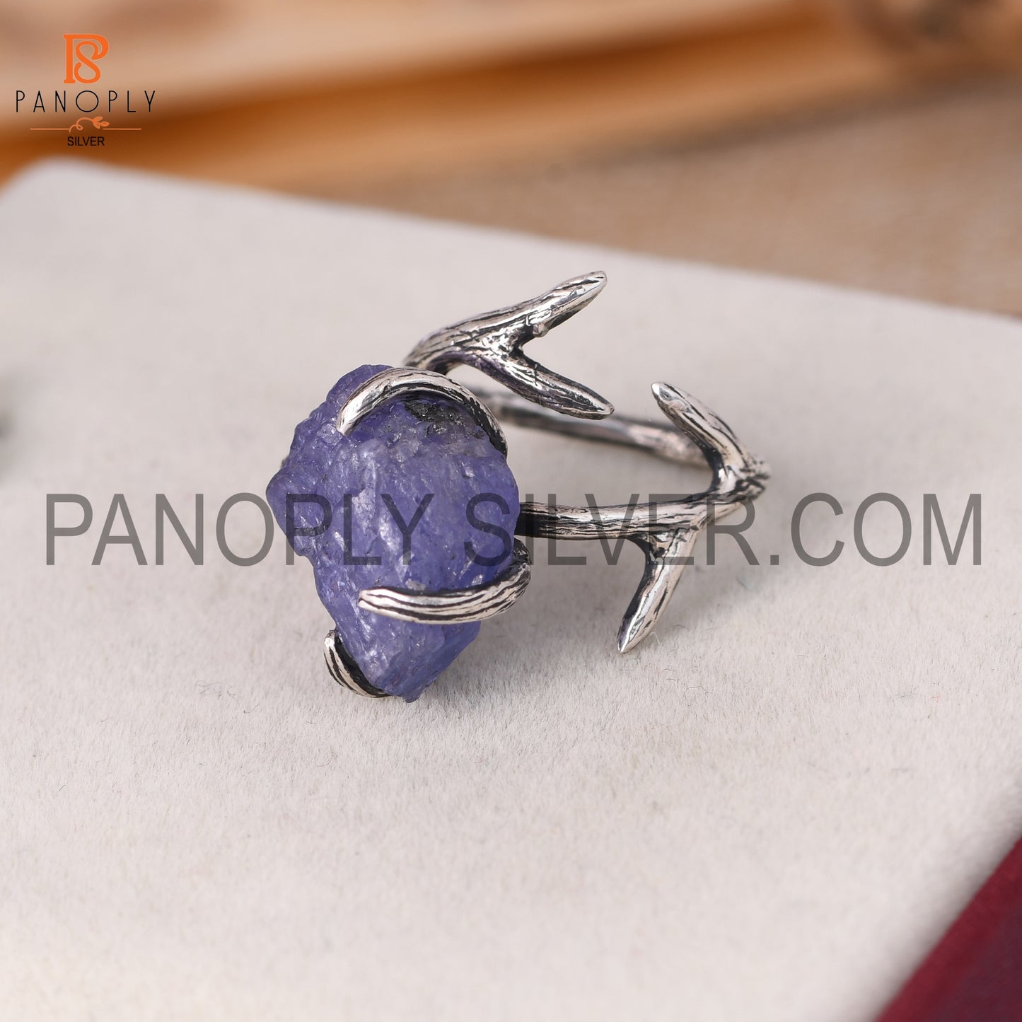 Tanzanite Branch Prong Setting Oxidized Rings