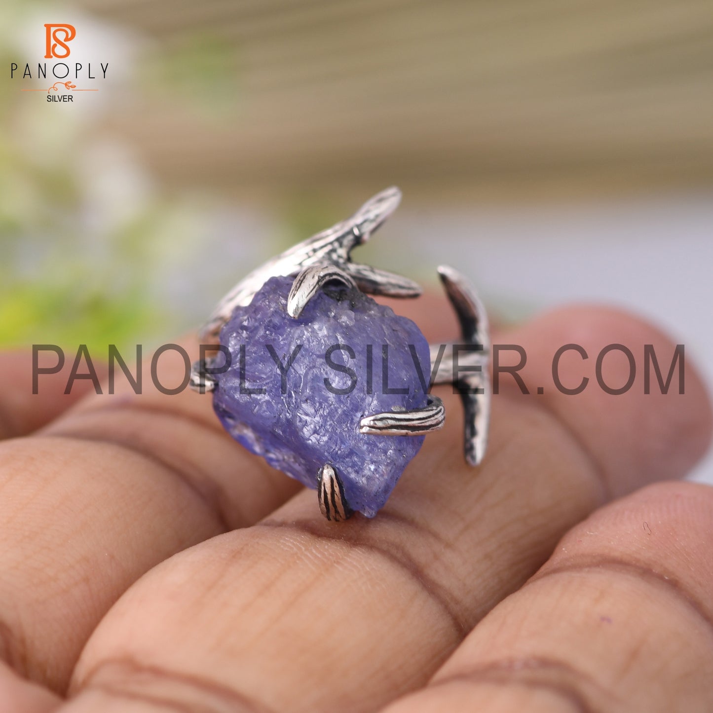 Tanzanite Branch Prong Setting Oxidized Rings