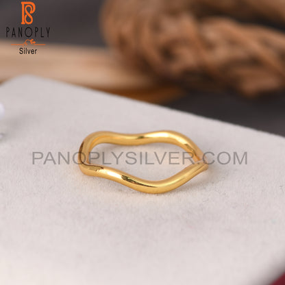 Wave Gold Plated Stackable Rings