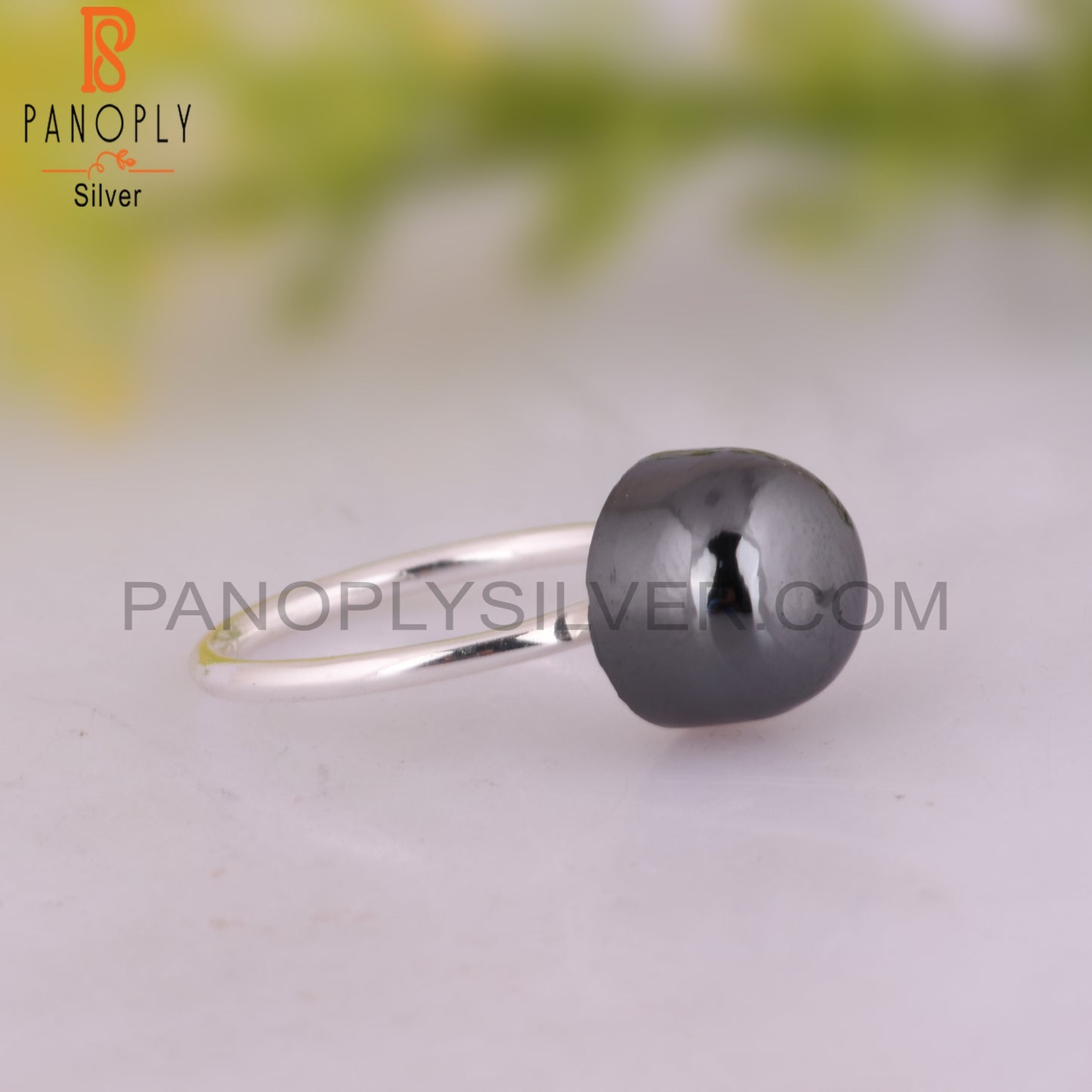 Hematite Round Shape 925 Sterling Silver Rings