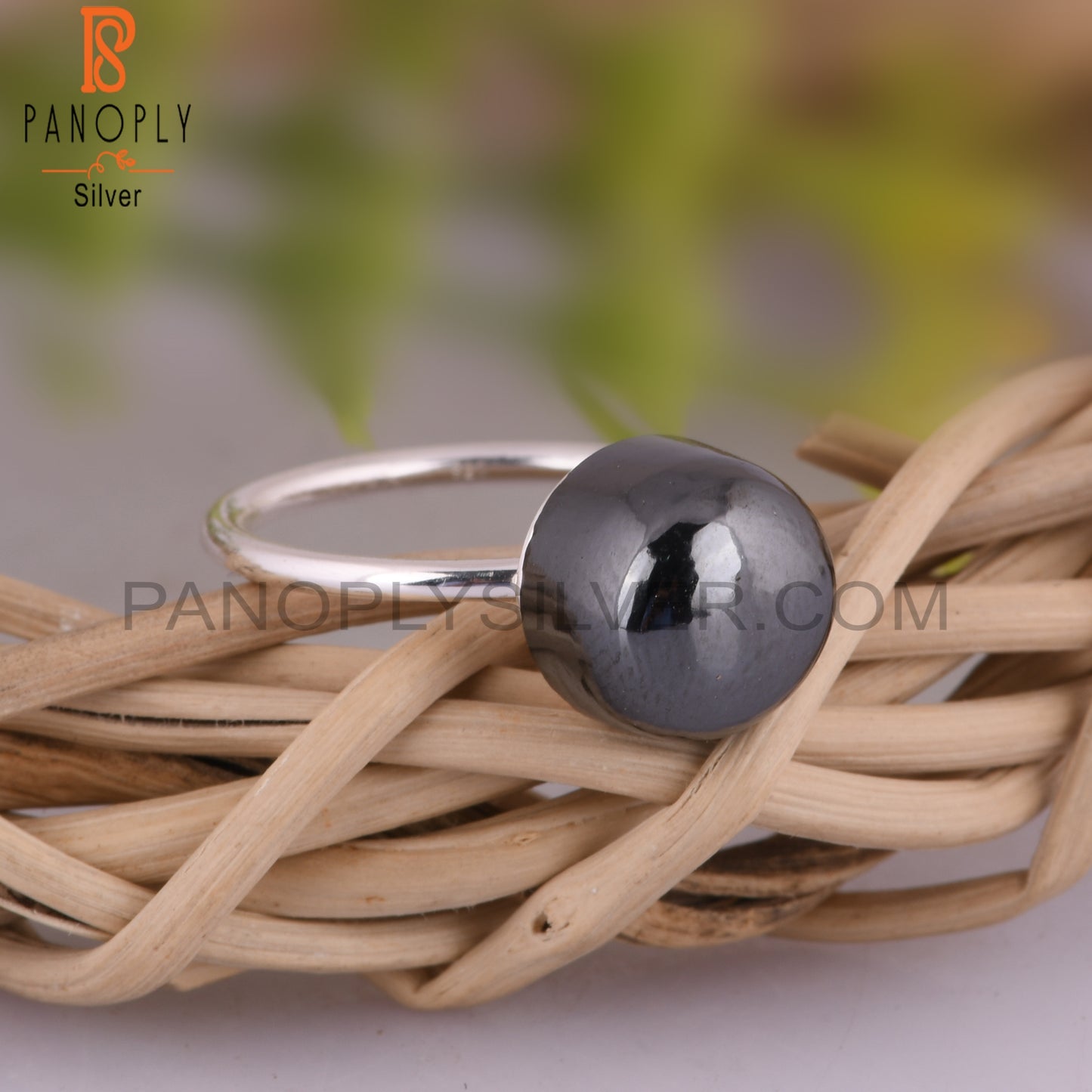 Hematite Round Shape 925 Sterling Silver Rings