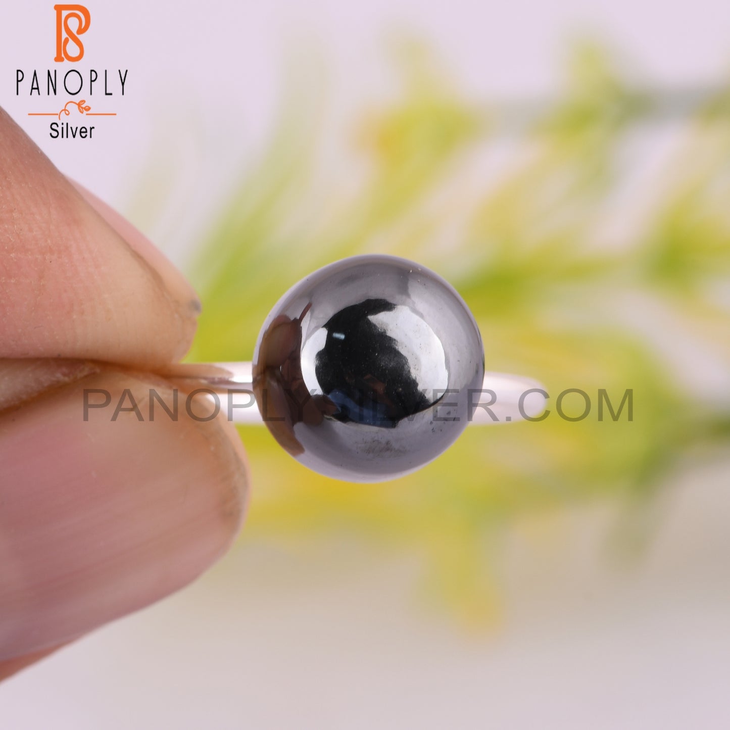 Hematite Round Shape 925 Sterling Silver Rings