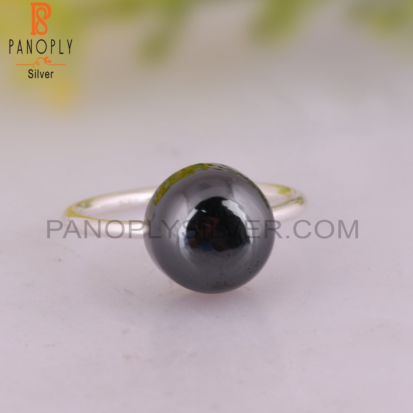 Hematite Round Shape 925 Sterling Silver Rings